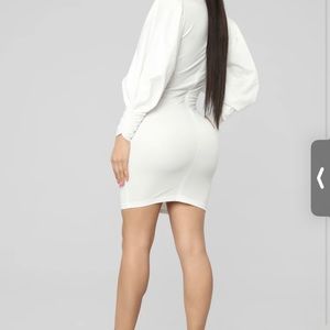 Without a Cause Balloon Sleeve Dress- Off White